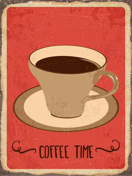 Знак ретро-металу " Час кави " — стоковий вектор