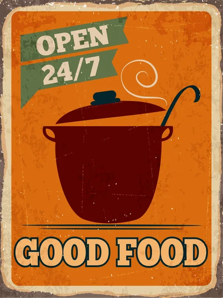 Retro metal sign "Good food " — стоковый вектор