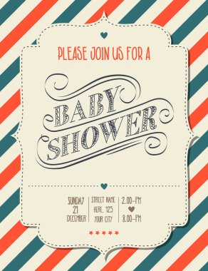 Bebek Hediyeleri Partisi Davetiyesi retro tarzı