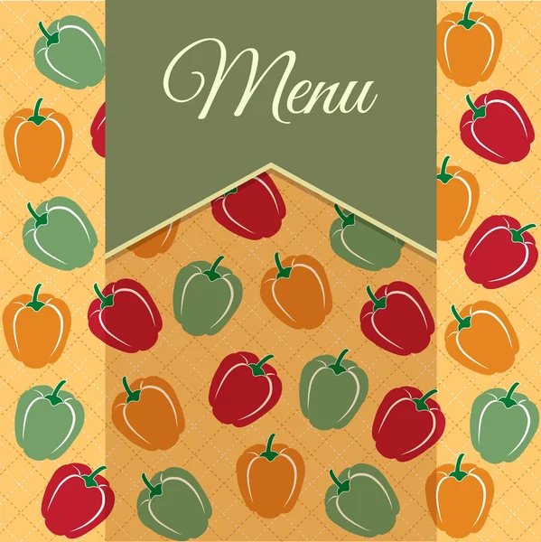 Restaurant menu design with sweet peppers — Stock Vector