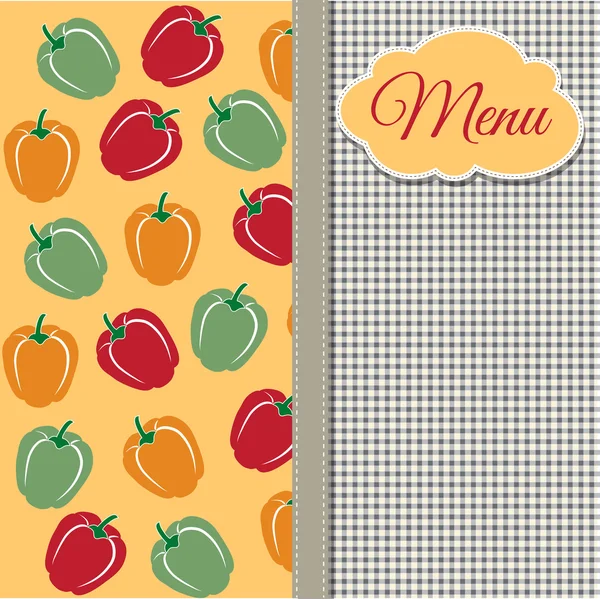 Restaurant menu design with sweet peppers — Stock Vector