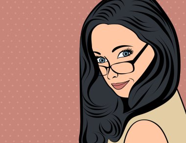 çizgi roman tarzı uzun saçlı sevimli retro kadın 