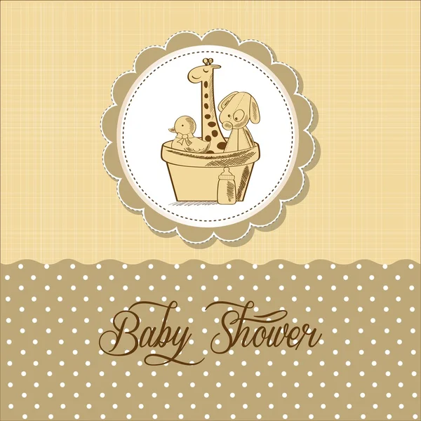 Baby sprcha karty s retro hračky — Stockový vektor