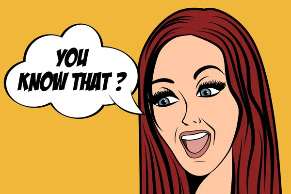 Çizgi roman tarzında, mesajlı sevimli bir retro kadın.