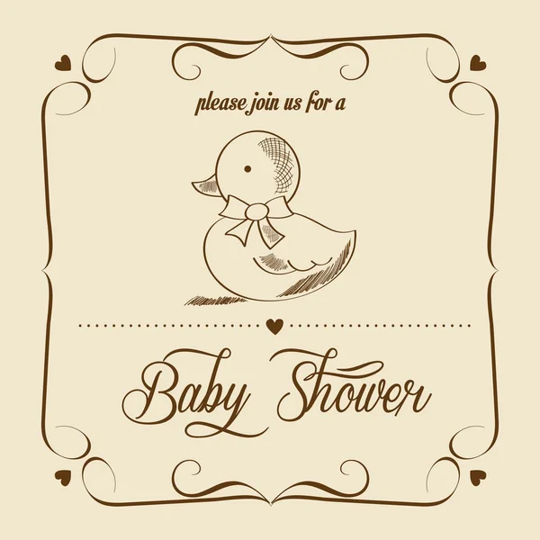 Tarjeta de ducha de bebé con juguete retro — Vector de stock