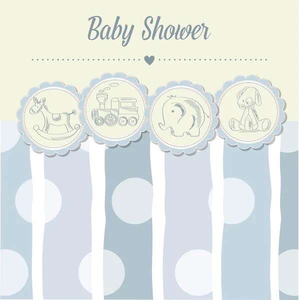 Carte de douche bébé garçon avec jouets rétro — Image vectorielle