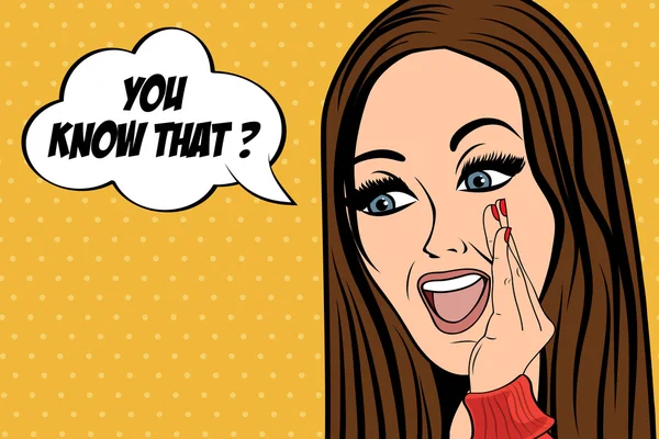 Çizgi roman tarzında, mesajlı sevimli bir retro kadın.