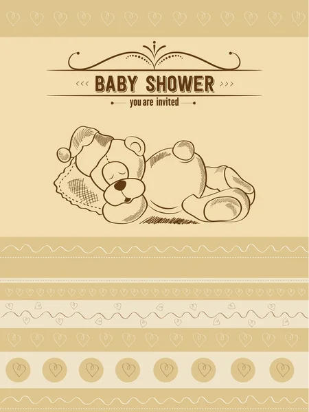 Carte de douche bébé avec jouet rétro — Image vectorielle