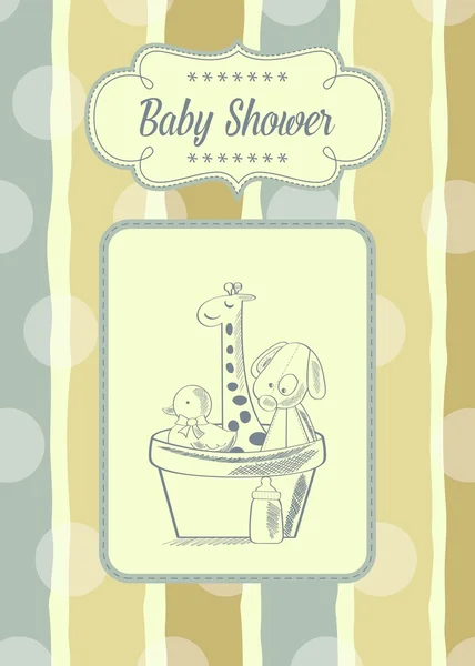 レトロなおもちゃとベビー シャワー カード — ストックベクタ