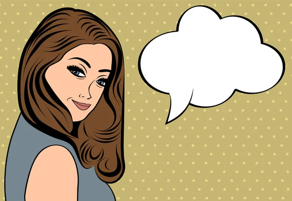 Cute retro wanita dalam gaya komik dengan pesan Grafik Vektor