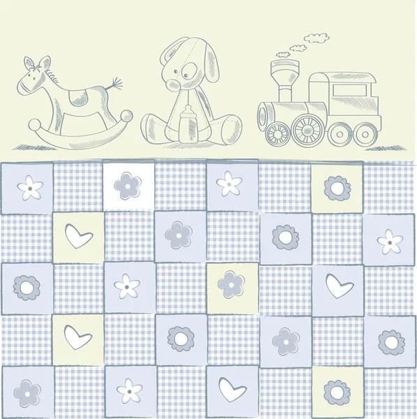 Baby boy shower card with retro toys Stock Vector