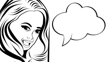 Pop sanat sevimli retro kadın çizgi roman tarzı