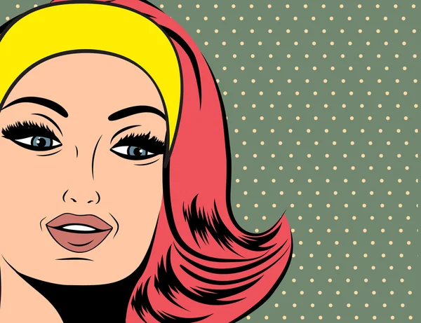 Pop Art ilustración de chica con el pelo rojo — Vector de stock