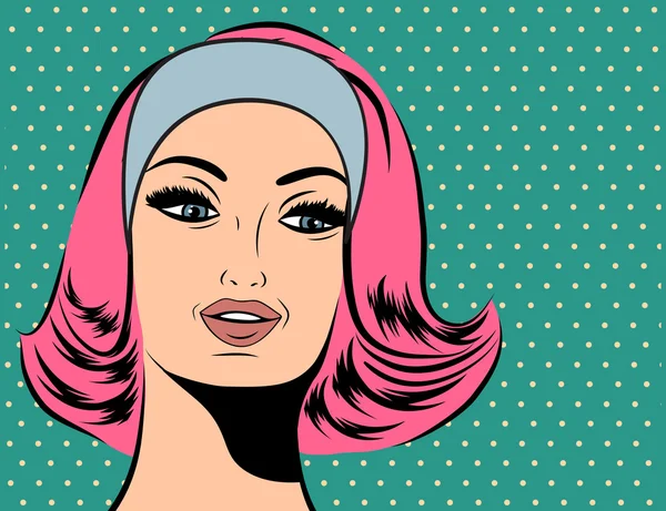 Kırmızı saçlı kız Pop Art resmi — Stok Vektör