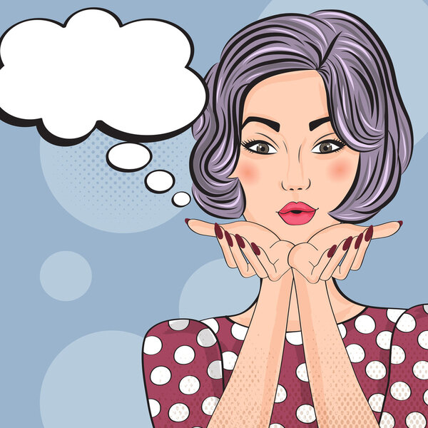 Pop Art illustration of girl with the speech bubble