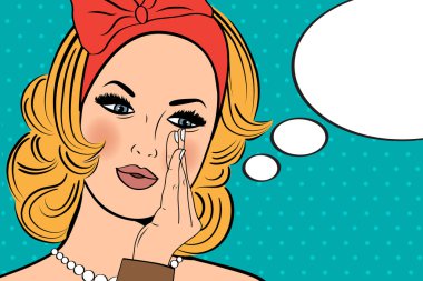Pop Art illüstrasyon kadın ile konuşma balonu