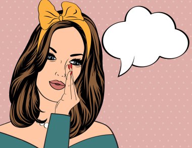 Pop Art illüstrasyon kadın ile konuşma balonu