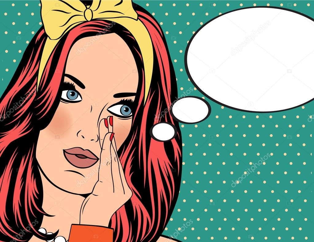 Pop Art illustration of woman with the speech bubble