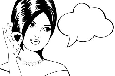 Pop Art illüstrasyon kadın ile konuşma balonu