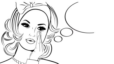 Pop Art illüstrasyon kadın ile konuşma balonu