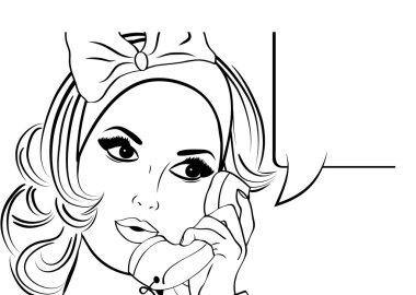 Pop Art illüstrasyon kadın ile konuşma balonu