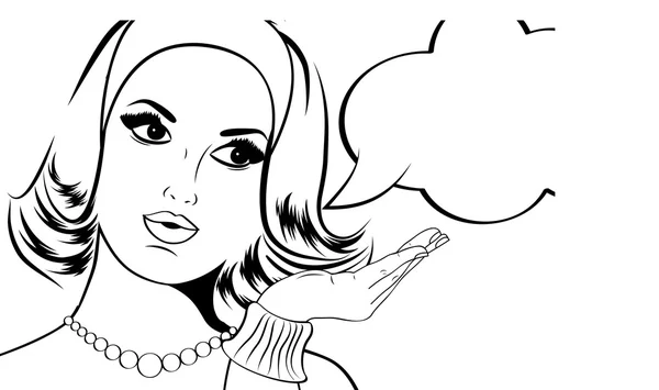 Illustration Pop Art de la femme avec la bulle du discours — Image vectorielle