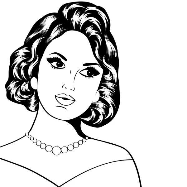 Arte Pop ilustración de la mujer — Vector de stock