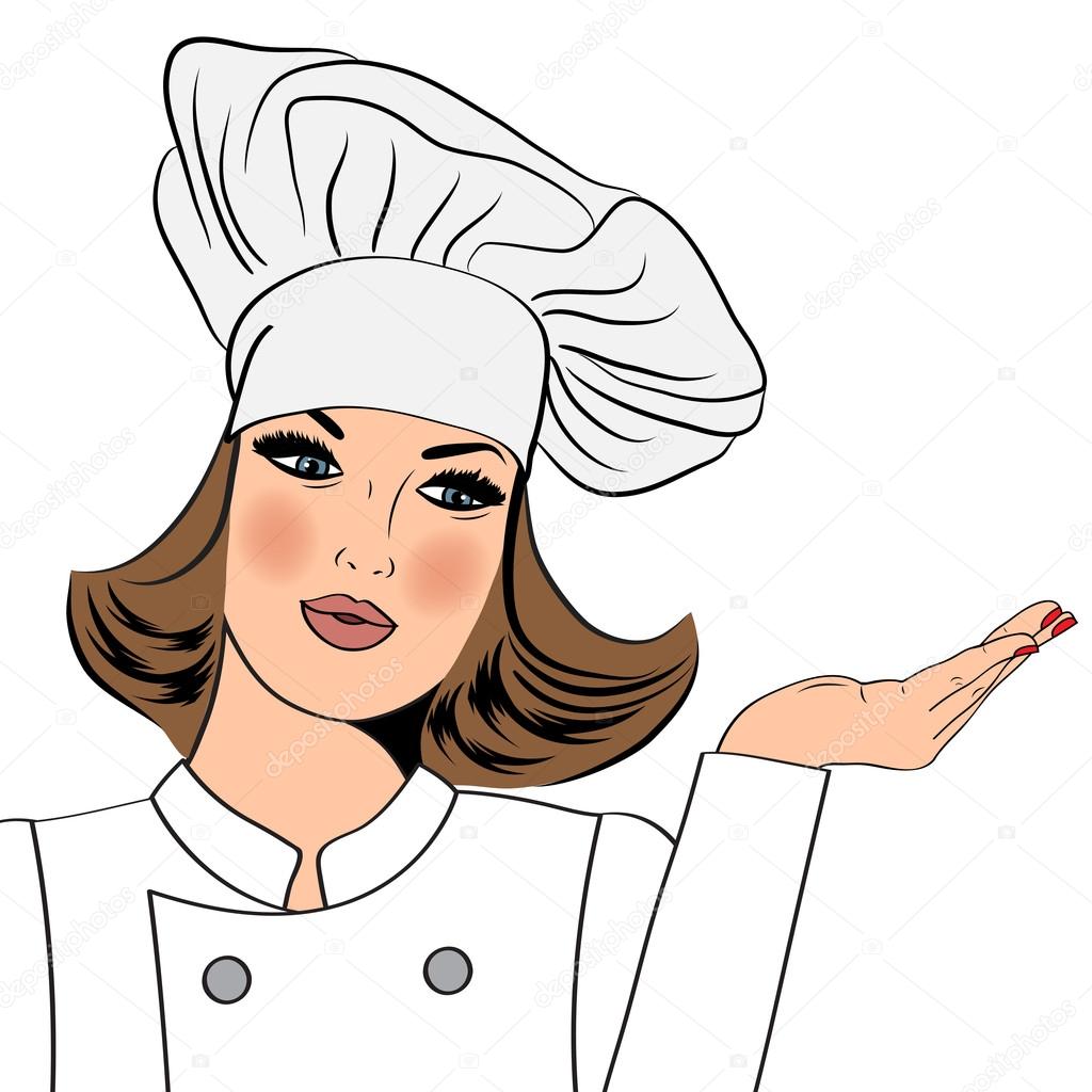 Download Sexy blonde chef woman in uniform — Stock Vector ...