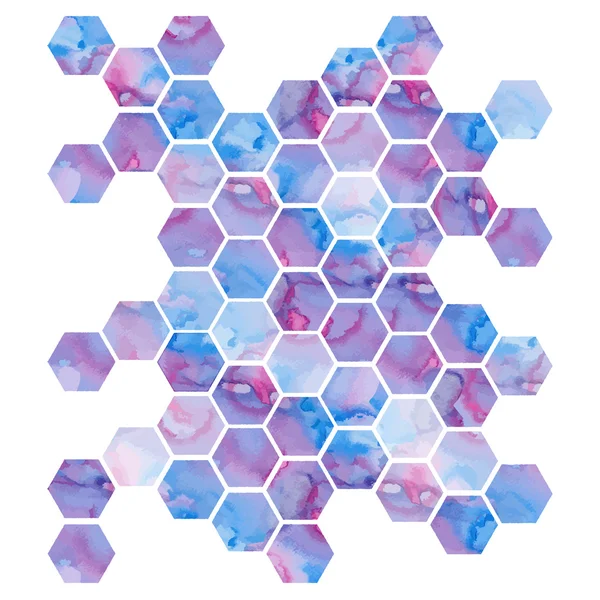 Hand drawn purple background with hexagons — Stock Vector