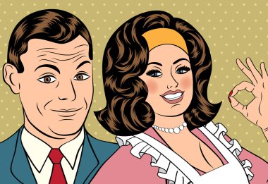 Erkek ve kadın pop sanat çizgi roman tarzı çift tr