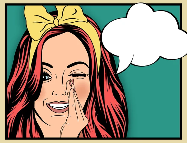 Pop Art konuşma balonu kızla Illustration. Pop Art kız