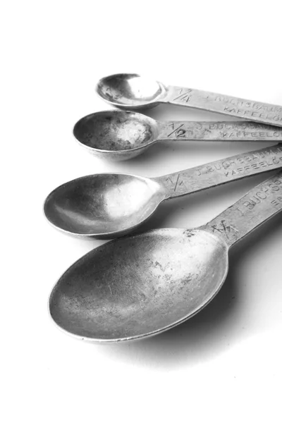 Old aluminum spoon set — Stock Photo, Image