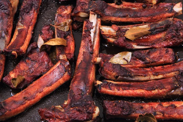smoked pig ribs background
