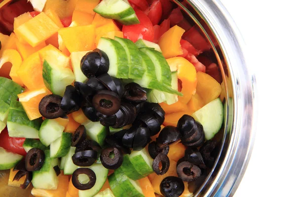 Olijf tomaat komkommer paprika salade — Stockfoto