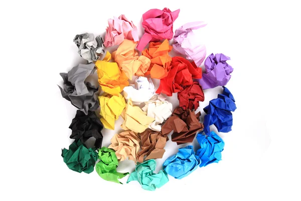 Verfrommeld kleur papers — Stockfoto