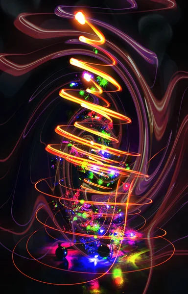 Christmas tree from color lights — Stock Photo, Image