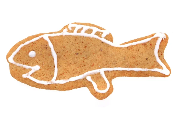 Weihnachten Fisch Lebkuchen isoliert — Stockfoto