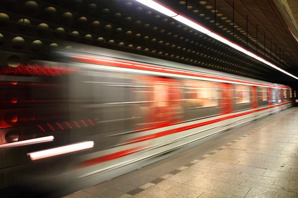 Prague subway in motion — Stock Photo, Image