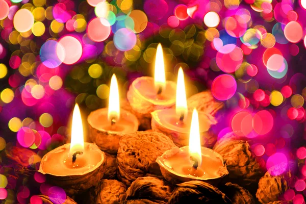 Cor velas de Natal — Fotografia de Stock