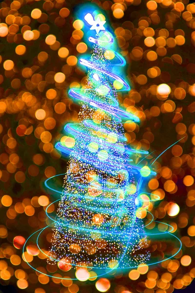 Christmas tree from the color lights — Stock Photo, Image