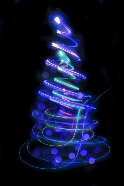 Christmas tree from the color lights — Stock Photo, Image