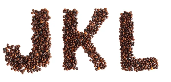 Alphabet aus Kaffeebohnen — Stockfoto