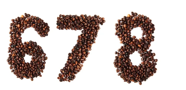 Zahlen aus Kaffeebohnen — Stockfoto