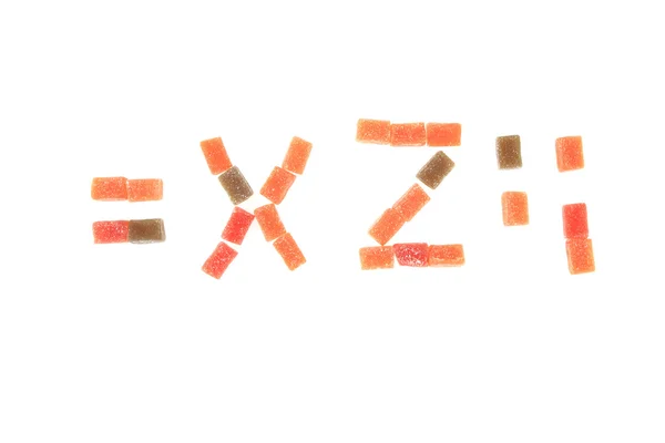 Alphabet des cubes de fruits bonbons — Photo