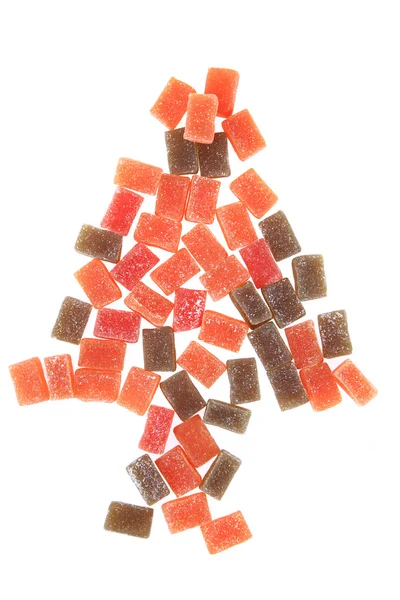 Bonbonfruchtwürfel als Weihnachtsbaum — Stockfoto