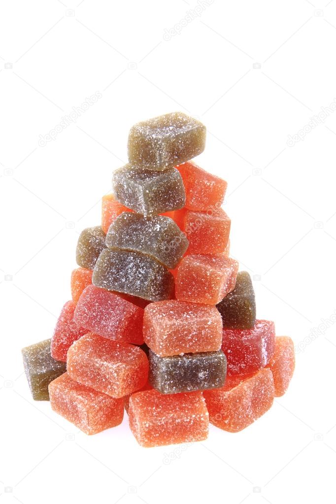 candy fruit cubes as christmas tree