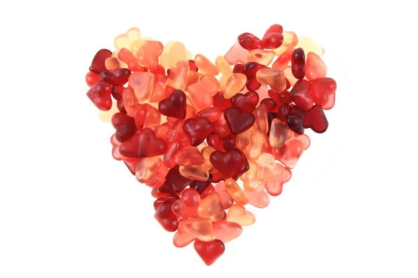 Jelly candy hearts as big heart — Stok Foto