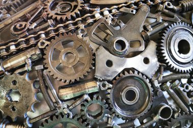 Demir steampunk dişli tekerlek dokusu teknoloji arka planı olarak