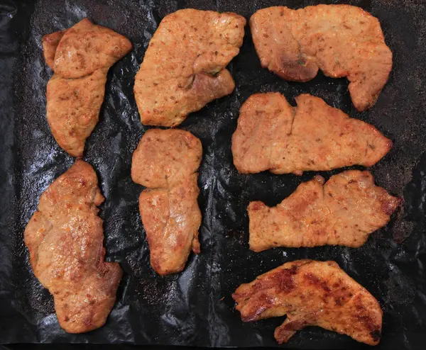 Carne Porco Grelhada Como Fundo Gourmet Muito Fácil — Fotografia de Stock