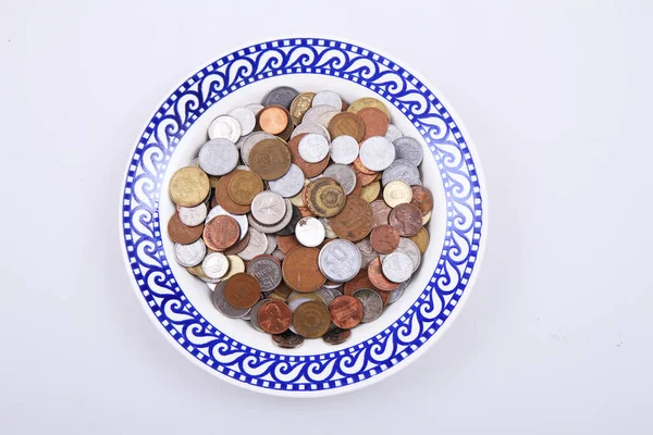 old european and world coins in the old plate